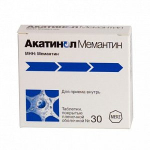 Акатинол Мемантин таблетки покрытые пленочной оболочкой 10 мг 30 шт. Акатинол Мемантин таблетки покрытые пленочной оболочкой 10 мг 30 шт.