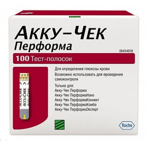 Акку-чек Перформа тест-полоски для экспресс-диагностики глюкозы в крови 100 шт.
