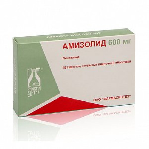Амизолид таблетки покрытые пленочной оболочкой 600 мг 10 шт. Амизолид таблетки покрытые пленочной оболочкой 600 мг 10 шт.