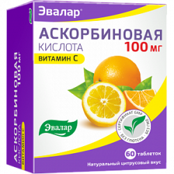 Аскорбиновая кислота таблетки 100 мг 60 шт. Эвалар (БАД)