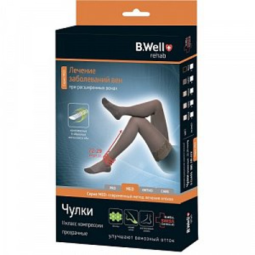 B.Well Чулки Jw-222 140D р.5 2 класс компрессии Черные с ажурным верхом