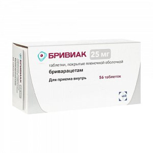 Бривиактаблетки покрытые пленочной оболочкой 25 мг 56 шт. Бривиактаблетки покрытые пленочной оболочкой 25 мг 56 шт.