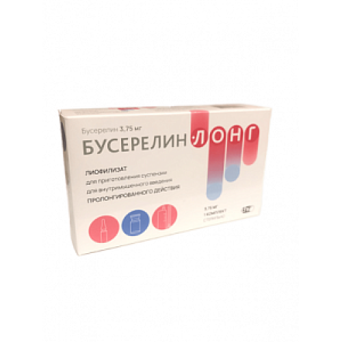 Бусерелин-лонг лиофилизат для приготовления суспензии пролонгированного высвобождения для внутримышечного введения 3,75 мг в комплекте со шприцем 1 шт.
