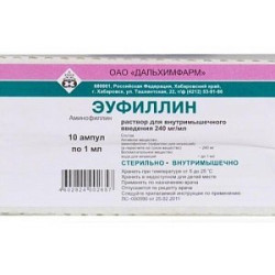 Эуфиллин раствор для внутривенного введения 2,4% 10 мл ампулы 10 шт.