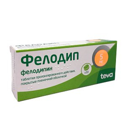 Фелодип таблетки пролонгированного действия покрытые пленочной оболочкой 5 мг 30 шт. Фелодип таблетки пролонгированного действия покрытые пленочной оболочкой 5 мг 30 шт.