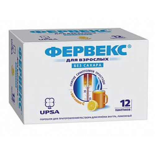 Фервекс порошок для приготовления раствора для приема внутрь пакетики 12 шт. лимон без сахара