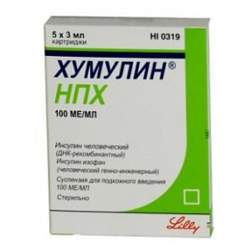 Хумулин НПХ суспензия для подкожного введения 100 МЕ/мл картриджи 3 мл 5 шт. Хумулин НПХ суспензия для подкожного введения 100 МЕ/мл картриджи 3 мл 5 шт.