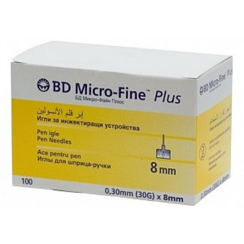 Иглы Micro-Fine+ 30G 0,3х8 мм 100 шт.