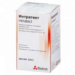 Интратект раствор для инфузий 50 мг/мл флакон 200 мл 1 шт. Интратект раствор для инфузий 50 мг/мл флакон 200 мл 1 шт.