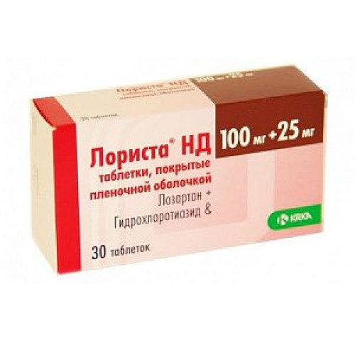 Лориста НД таблетки покрытые пленочной оболочкой 100 мг+25 мг 30 шт.
