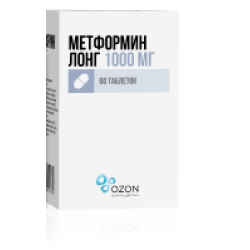 Метформин лонг таблетки с пролонгированным высвобождением 1000 мг 60 шт.