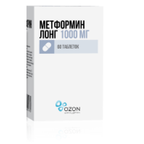 Метформин лонг таблетки с пролонгированным высвобождением 1000 мг 60 шт.