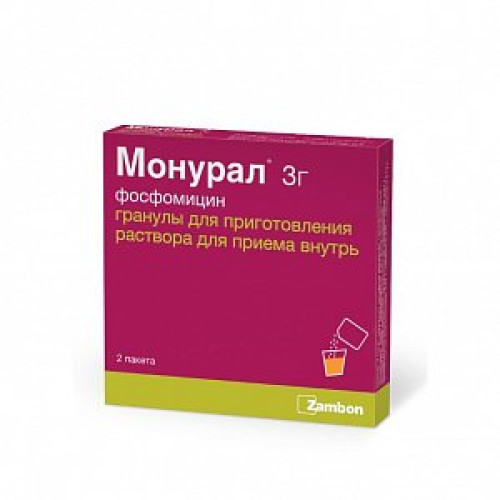 Монурал гранулы для приготовления раствора для приема внутрь 3 г пакетики 2 шт.