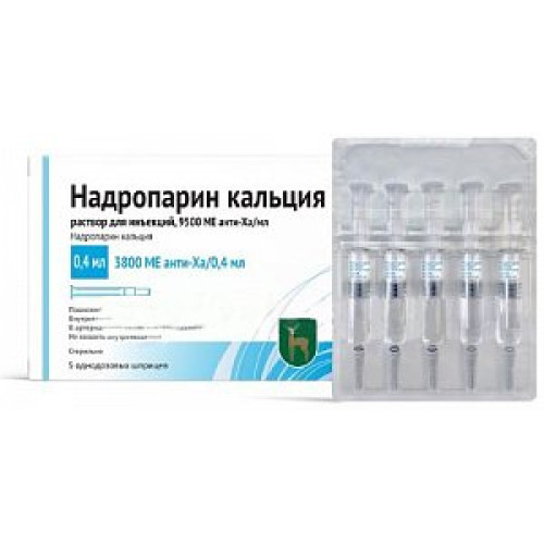 Надропарин кальция раствор для инъекций 9500 МЕ Анти-Ха/мл 0,4 мл шприц 5 шт.